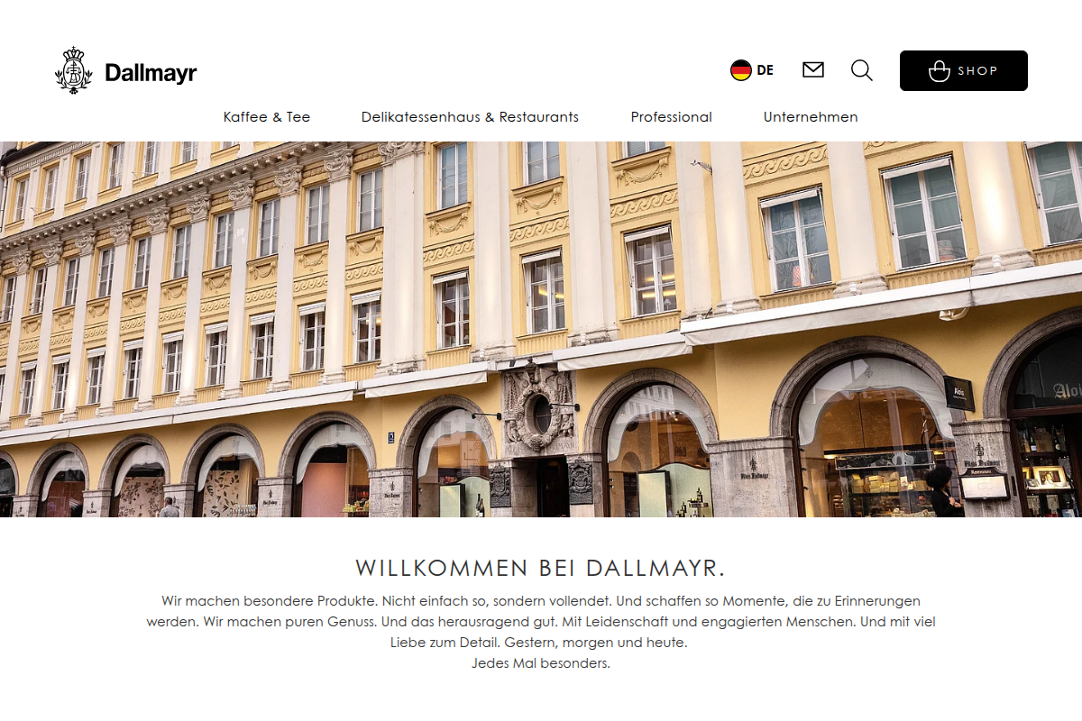Dallmayr Startseite: Kaffee und Feinkost aus München