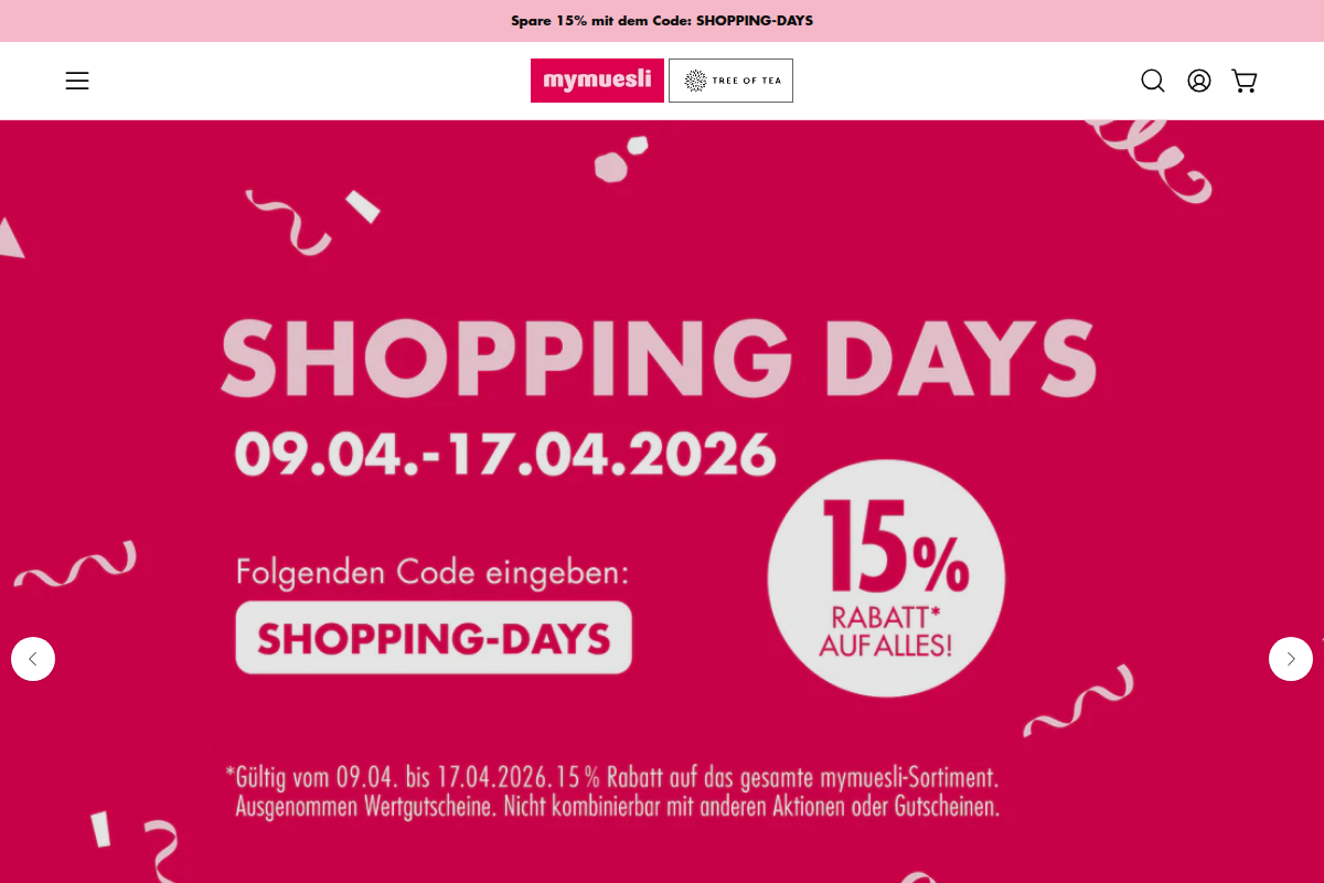 mymuesli Startseite: Individuelles Müsli online zusammenstellen